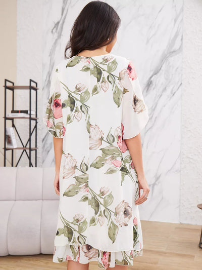 Judith | Elegant Chiffon Dress With Floral Print