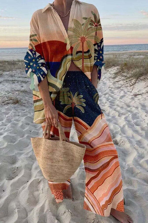 Printed Paradisiacal Linen Set